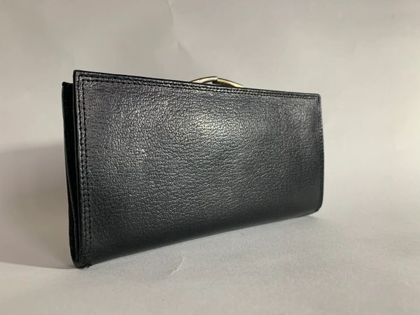 Black Textured Leather 1950s Vintage Coin Purse Wallet With Leather ...