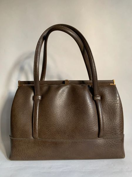 Chamelle by Essell 1950s Brown Textured Vinyl Vintage Handbag