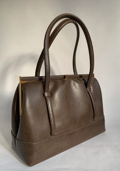 Chamelle by Essell 1950s Brown Textured Vinyl Vintage Handbag | Vintage ...