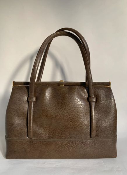 Chamelle by Essell 1950s Brown Textured Vinyl Vintage Handbag | Vintage ...