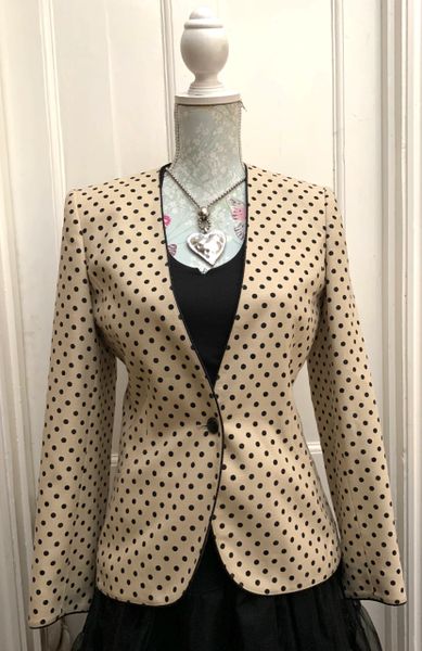 Windsmoor Cream Black Spotted Polyester Mix Long Sleeve Jacket Size 10.