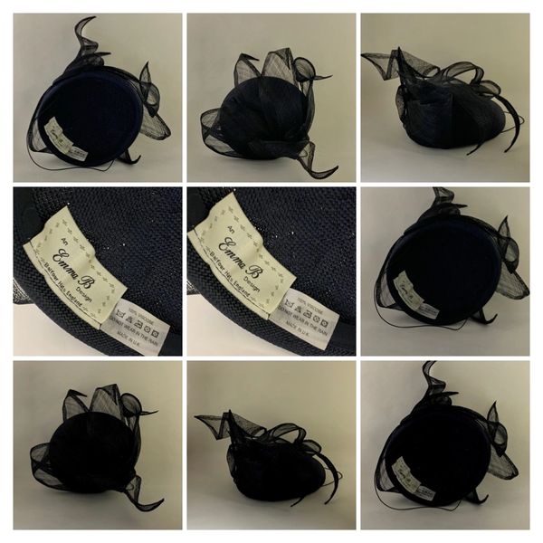 Emma B Balfour Hats Blueish Black Viscose Pillbox Hat With Elaborate ...