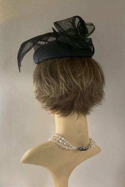 Emma B Balfour Hats Blueish Black Viscose Pillbox Hat With Elaborate ...