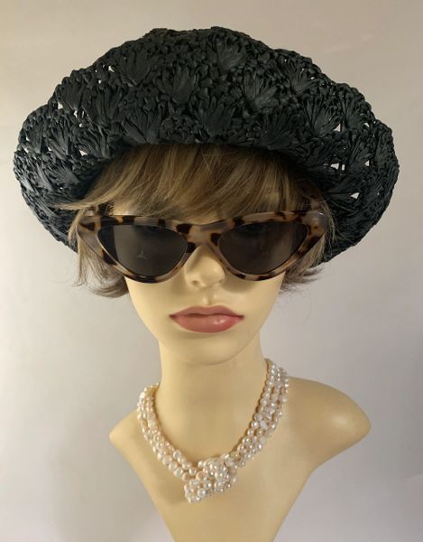 Per Una Black Small Brim Paper Woven Floppy Summer Casual Sun Hat Can be worn brim up or down