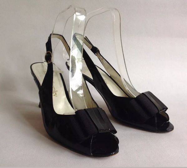 Russell & Bromley Black Patent Leather Slingback Open Shoe Sandal 3 ...