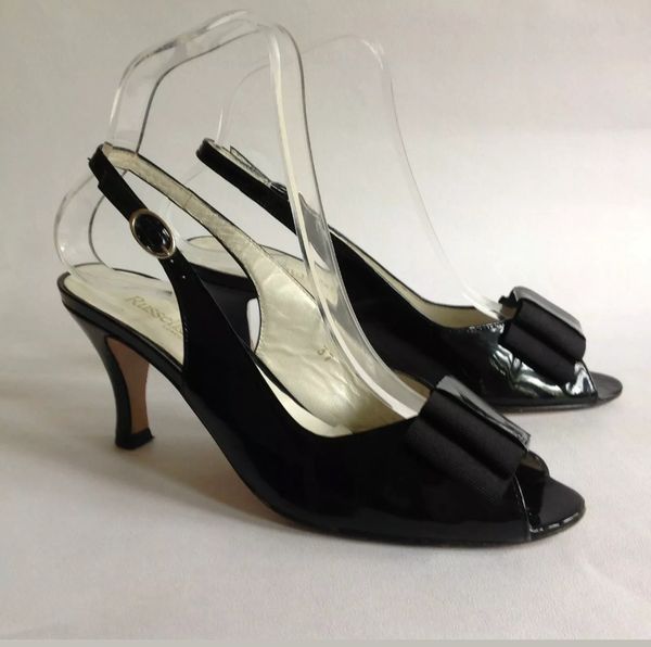 Russell & Bromley Black Patent Leather Slingback Open Shoe Sandal 3 ...