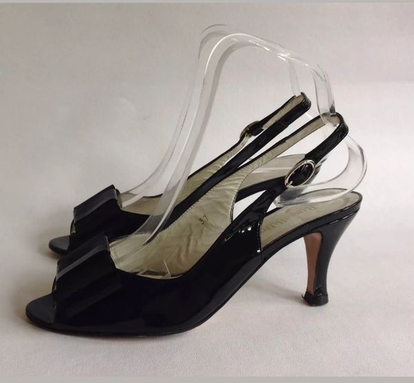 Russell & Bromley Black Patent Leather Slingback Open Shoe Sandal 3 ...