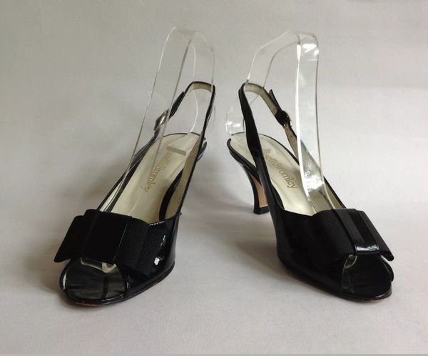 Russell & Bromley Black Patent Leather Slingback Open Shoe Sandal 3 ...