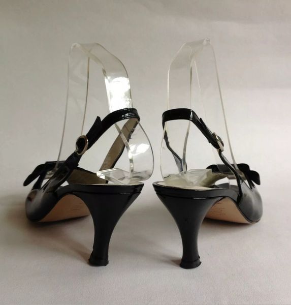 Russell & Bromley Black Patent Leather Slingback Open Shoe Sandal 3 ...