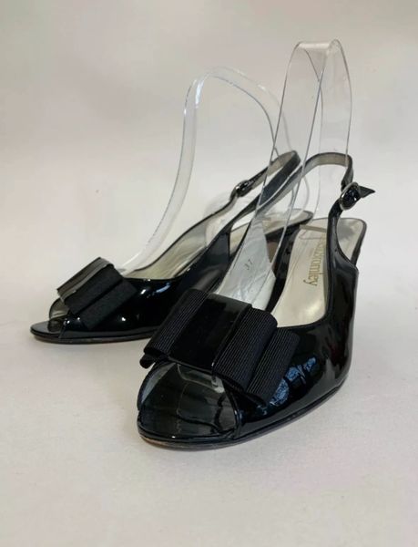Russell & Bromley Black Patent Leather Slingback Open Shoe Sandal 3 ...