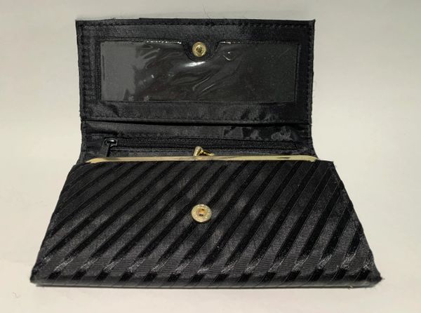Vintage 1960s Large Black Fabric Coin Purse Wallet With Black Fabric ...