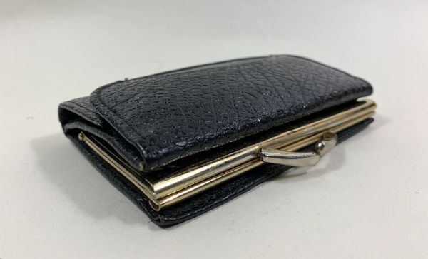 CHURCHILL Black Textured Leather 1960s Vintage Coin Purse Wallet With ...
