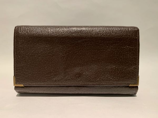 Rich Brown All Leather Textured Large Vintage Wallet/ Purse Circa 1950s/1960s