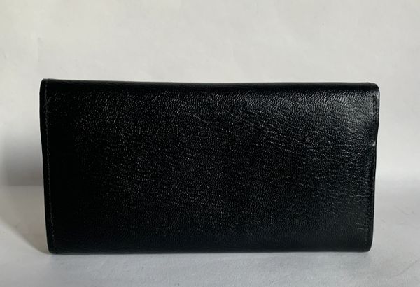 Vintage 1970s Black All Leather Coin Purse Wallet Black Gold Toned ...