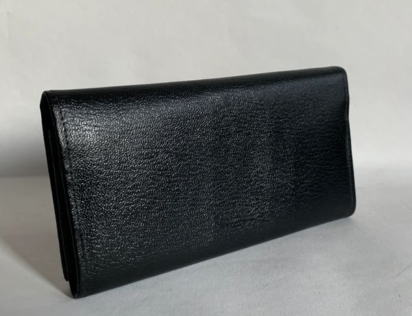 Vintage 1970s Black All Leather Coin Purse Wallet Black Gold Toned ...