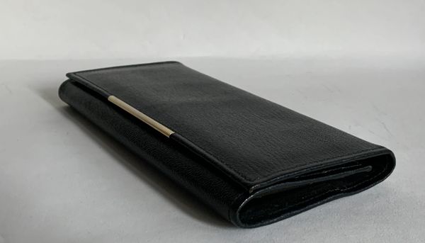 Vintage 1970s Black All Leather Coin Purse Wallet Black Gold Toned ...