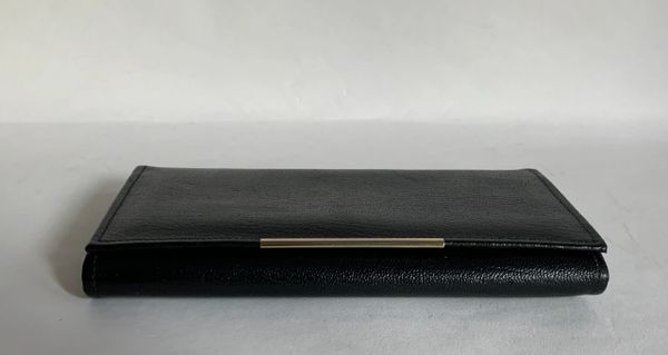 Vintage 1970s Black All Leather Coin Purse Wallet Black Gold Toned ...