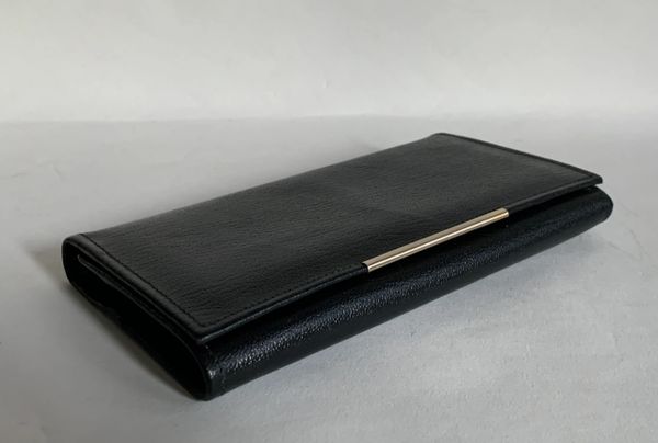 Vintage 1970s Black All Leather Coin Purse Wallet Black Gold Toned ...
