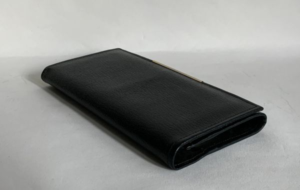 Vintage 1970s Black All Leather Coin Purse Wallet Black Gold Toned ...