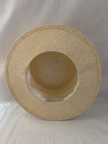 Marida Vintage Inspired Straw Boater Style Hat Petersham Strip Ribbon ...