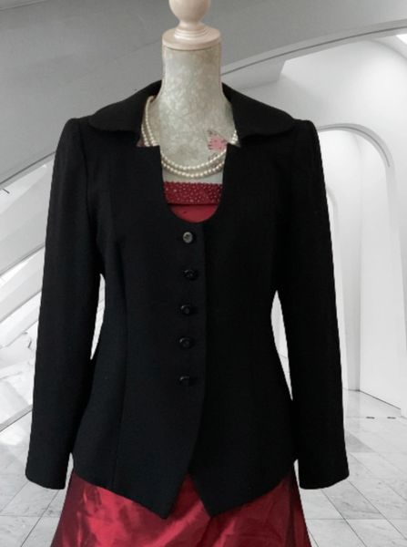 Pallant London Black 100% Wool Long Sleeve Open Neck With Collar