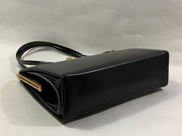 Debenhams Vintage 1960s Black Faux Leather Handbag With Fabric Lining ...