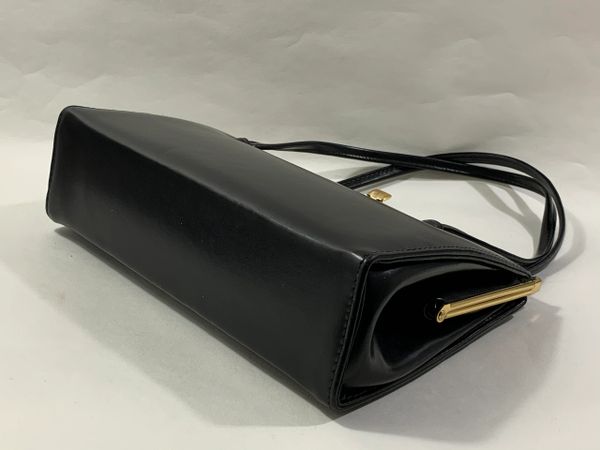 Debenhams Vintage 1960s Black Faux Leather Handbag With Fabric Lining ...