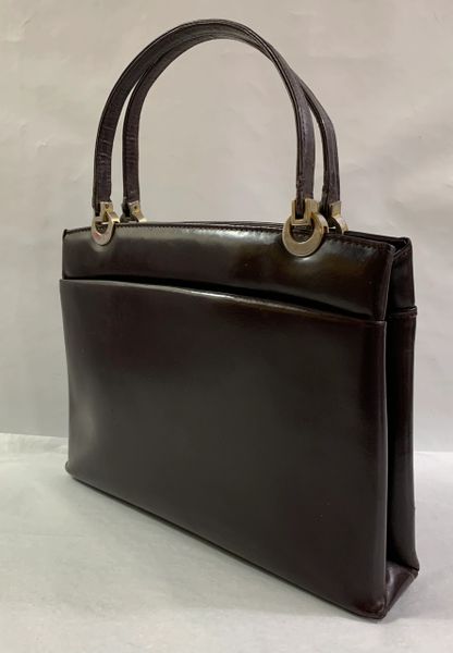 Vintage 1960s Brown Leather Handbag Chestnut Leather Lining Large ...