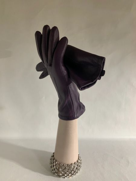 M&S Marks & Spencer Purple Soft Leather Fitted Winter Dress Gloves Lined Size Medium