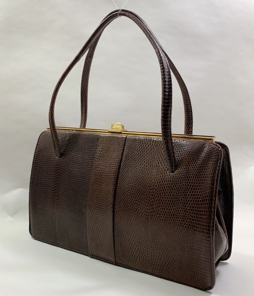 Riviera Mid Brown Lizard Skin 1950s Vintage Handbag With Buff Suede ...