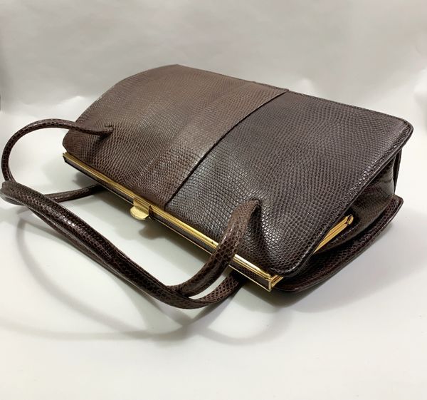 Riviera Mid Brown Lizard Skin 1950s Vintage Handbag With Buff Suede ...