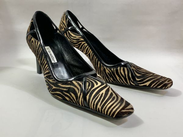 The Saddler Leopard Print Hair On Leather Chisel Toe 3” Slim Heel Court Shoe Size Uk 5.5.
