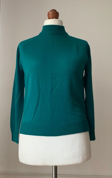 St Michael Vintage 1960s Vibrant Green Acrylic Long Sleeve Sweater Size UK 14