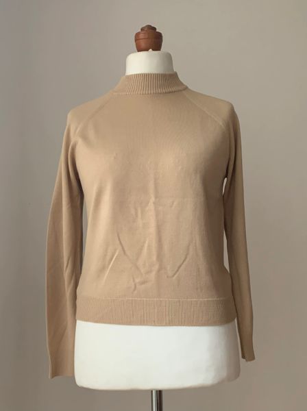 St Michael Vintage 1960s Vibrant Beige Camel Acrylic Long Sleeve Sweater Size UK 14