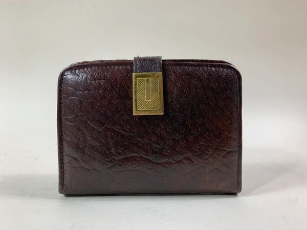 Vintage 1950s Brown Textured Textured Leather Purse Mini Wallet Leather Lining
