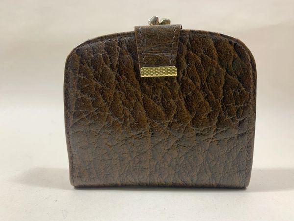 Vintage 1950s Brown Textured Lanchester Leather Purse Mini Wallet Leather Lining