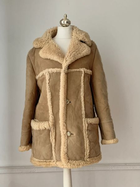 Bailys Of Glastonbury Vintage Unisex Neutral Sheepskin Coat UK 12-14 (42)