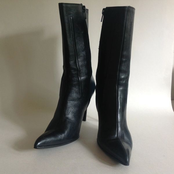 black shin length boots