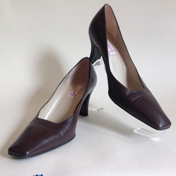 Carvela Brown Leather Heeled Vintage 1980s Work Formal Court Shoe UK 4.5 EU 37.5