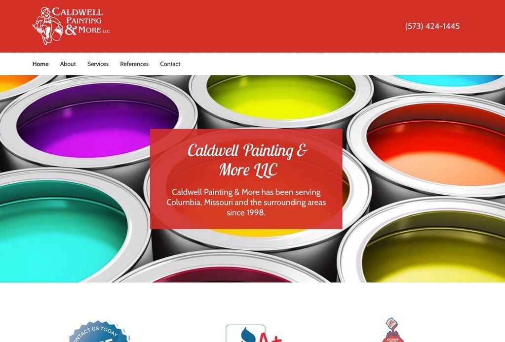home page for Caldwell Painting & More website