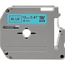 Brother MK531 Compatible RL-BR Black on Blue 12MMX8M Label Tape