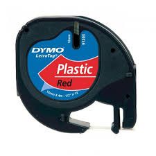 Dymo 91333 Compatible Black on Red 1/2" x 13' 12MM P-Touch Label Tape
