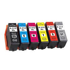 Epson 312XL T312xl120 Black T312xl220 Cyan T312xl320 Magenta T312xl420 Yellow T312XL520 Light Cyan T312XL620 Light Magenta T314XL720 Gray T314XL820 Red Compatible Inkjet Cartridge