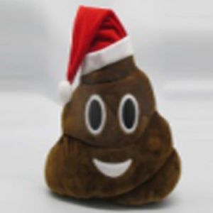 32cm Emoji Cute Pillow Poop Face - Wearing a Christmas hat Cartoon Brown Stuffed Soft Plush Very Comfortable