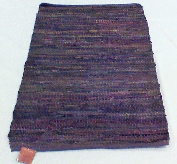 Handwoven Black Multi-Color Leather Rug "42 x29"