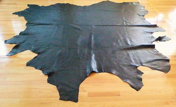 Obsidian Black Cracked Skin Leather Hide by The Yard (genuine Leather)