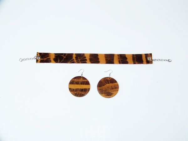 Big Circle 2 1/2" or 2" Genuine Leather Earrings - Brown Haze