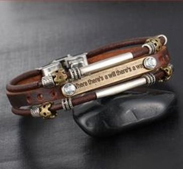 Leather Vintage Style Men's Metal Studded Fashion Bracelet