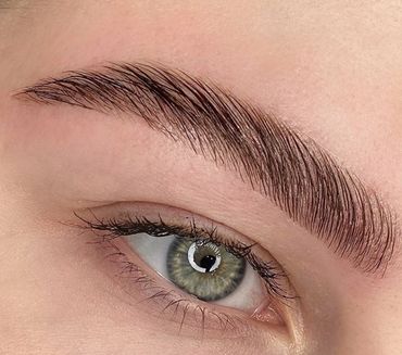 Laminated eyebrow with hybrid tint