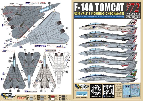 1 72 Usn F 14a Tomcat Vf 211 Fighting Checkmates